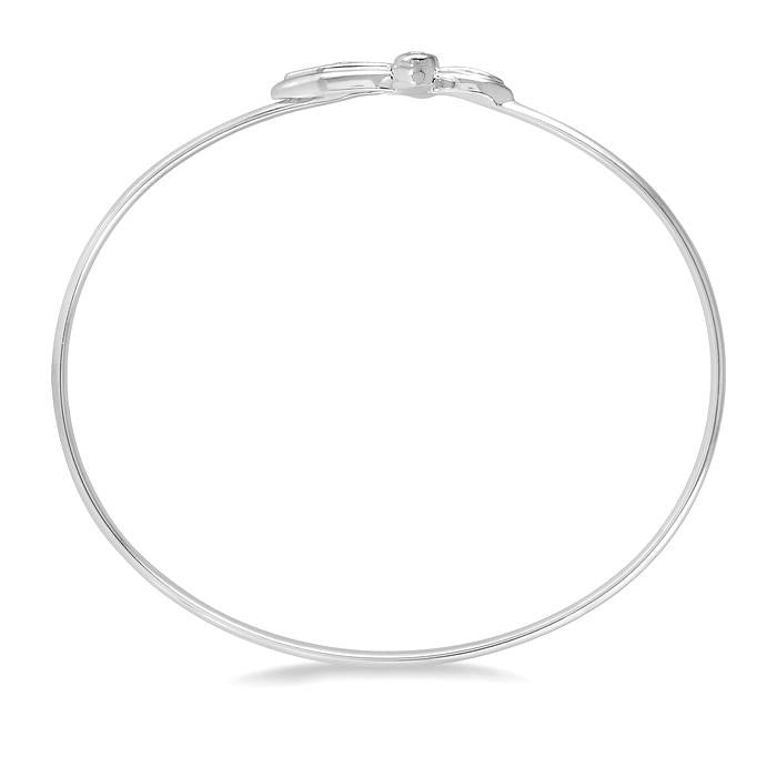 1/20 Ctw Marquise Cross Charm Round Cut Diamond Flexi Bangle in Sterling Silver