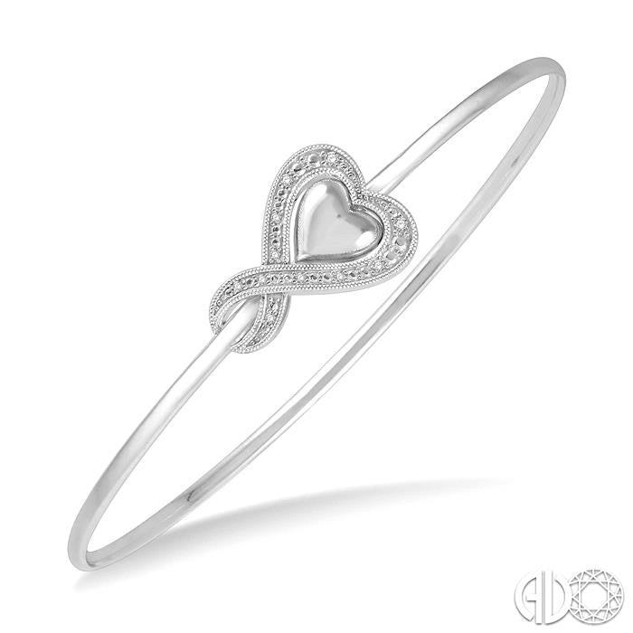 Silver Heart Shape Diamond Flex Fashion Bangle