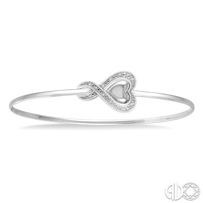 Silver Heart Shape Diamond Flex Fashion Bangle