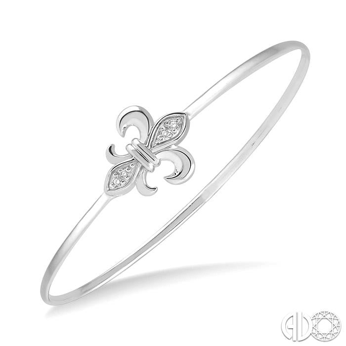 Silver Fleur De Lis Diamond Flex Fashion Bangle