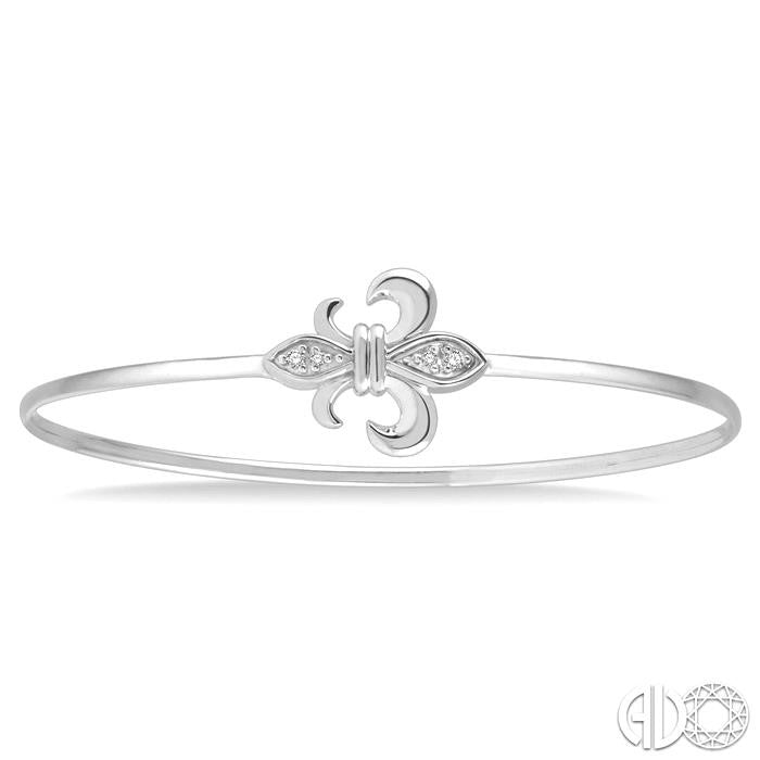 Silver Fleur De Lis Diamond Flex Fashion Bangle