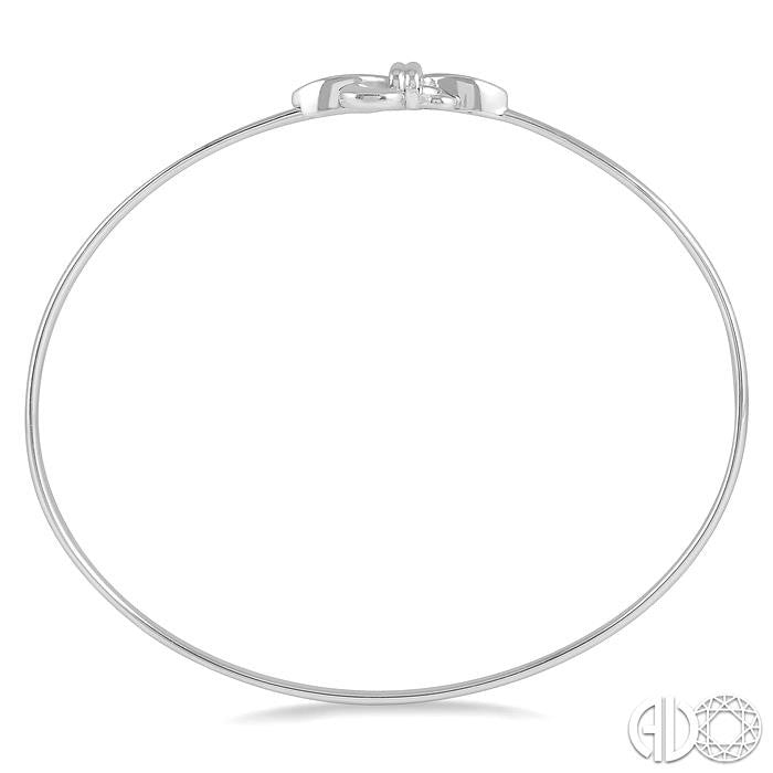 Silver Fleur De Lis Diamond Flex Fashion Bangle