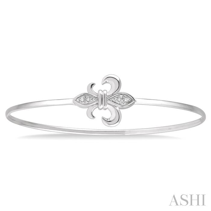 1/20 Ctw Fleur De Lis Round Cut Diamond Flexi Bangle in Sterling Silver