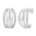 Silver Bold Diamond Half Hoop Earrings