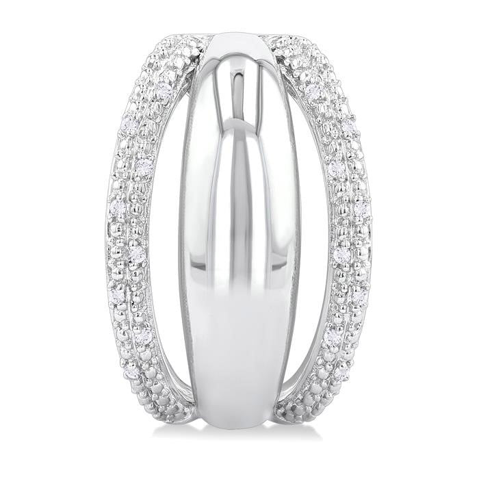 Silver Bold Diamond Half Hoop Earrings