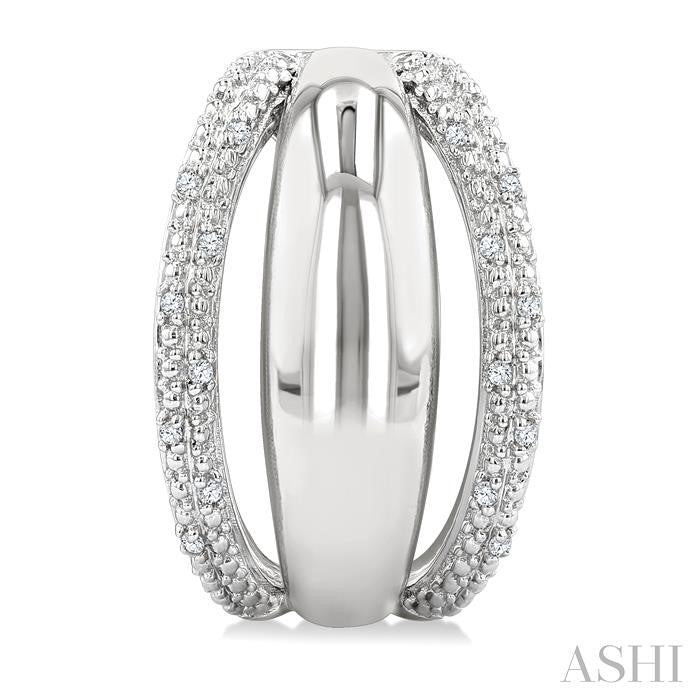 1/10 Ctw Split Dome Shape Round Cut Diamond Bold Half Hoop Earrings in Sterling Silver
