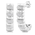 Silver Bold Diamond Half Hoop Earrings