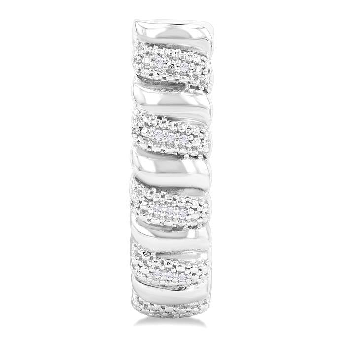 Silver Bold Diamond Half Hoop Earrings