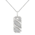 1/10 Ctw Bold Ribbed Swirl Round Cut Diamond Pirouette Bold Fashion Pendant With Chain in Sterling Silver