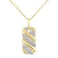 1/10 Ctw Bold Ribbed Swirl Round Cut Diamond Pirouette Fashion Pendant With Chain in Yellow Gold Vermeil