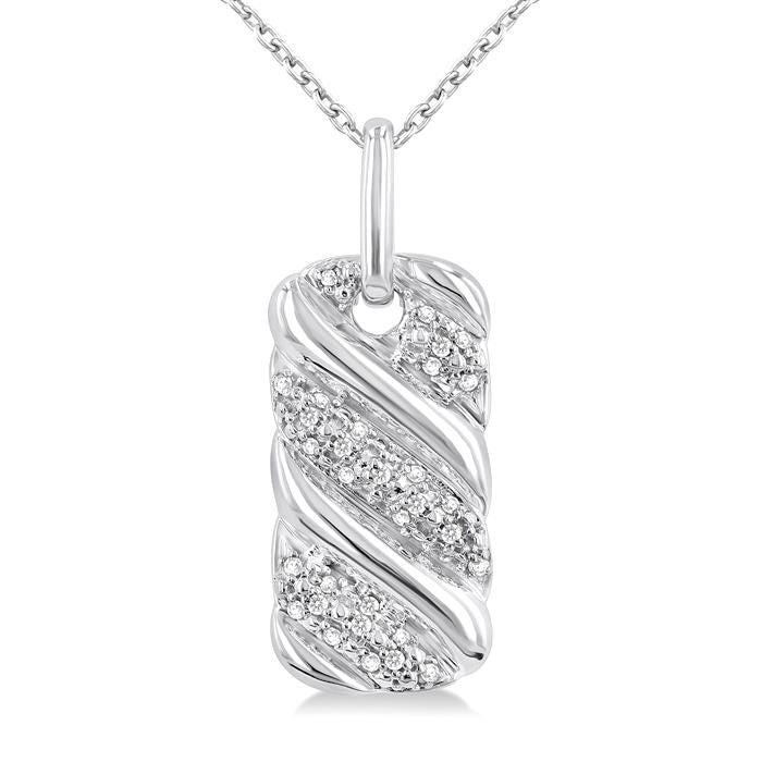 Silver Bold Ribbed Diamond Fashion Pendant
