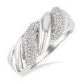 1/10 Ctw Bold Ribbed Swirl Round Cut Diamond Pirouette Bold Fashion Band in Sterling Silver