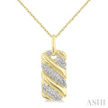 1/10 Ctw Bold Ribbed Swirl Round Cut Diamond Pirouette Fashion Pendant With Chain in Yellow Gold Vermeil