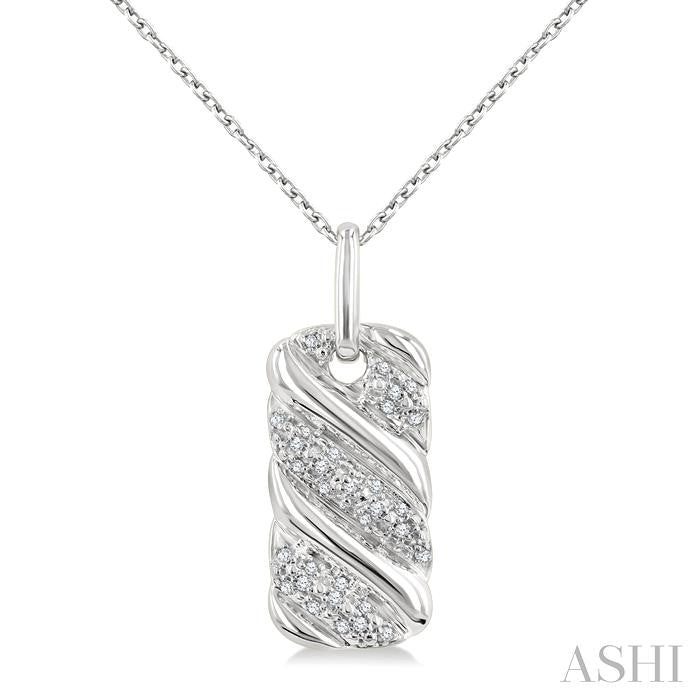 1/10 Ctw Bold Ribbed Swirl Round Cut Diamond Pirouette Bold Fashion Pendant With Chain in Sterling Silver