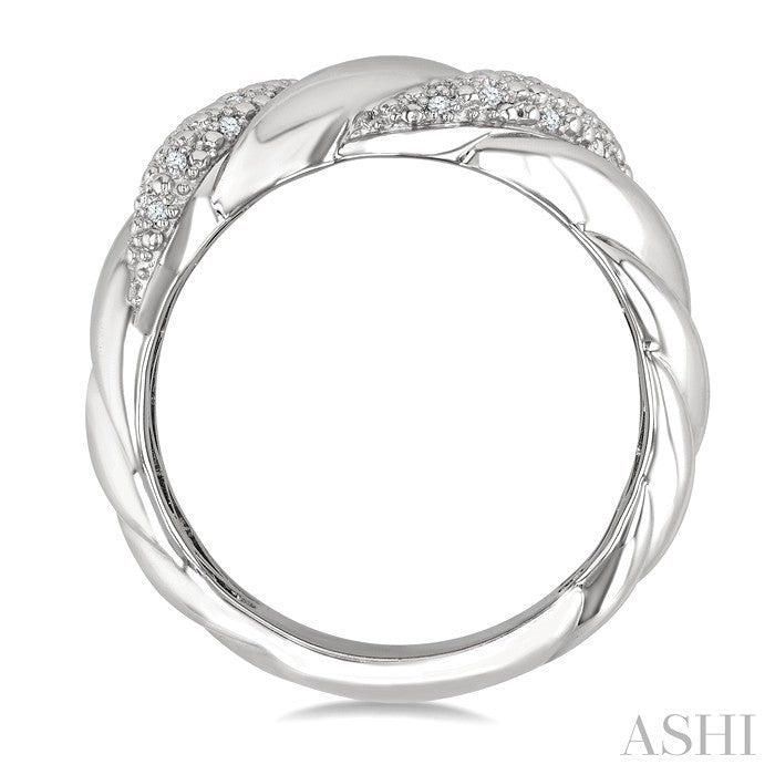 1/10 Ctw Bold Ribbed Swirl Round Cut Diamond Pirouette Bold Fashion Band in Sterling Silver