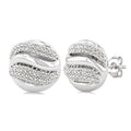1/10 Ctw Bold Twisted Rib Round Cut Diamond Pirouette Bold Fashion Stud Earrings in Sterling Silver