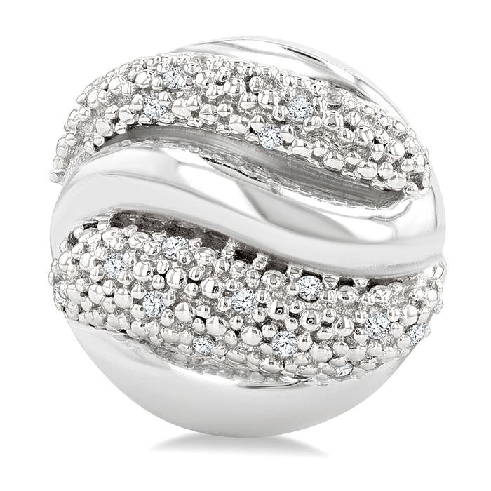 1/10 Ctw Bold Twisted Rib Round Cut Diamond Pirouette Bold Fashion Stud Earrings in Sterling Silver