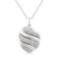 1/10 Ctw Bold Twisted Rib Round Cut Diamond Pirouette Bold Fashion Pendant With Chain in Sterling Silver