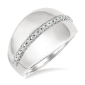 1/10 Ctw Bold Wide Center Round Cut Diamond Fashion Ring in Sterling Silver