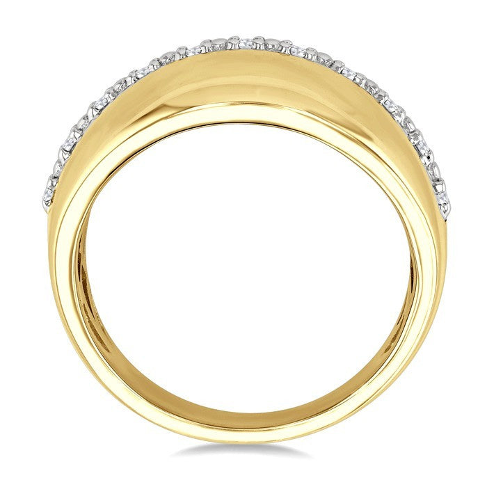 1/10 Ctw Bold Round Cut Diamond Panel Fashion Ring in Yellow Gold Vermeil
