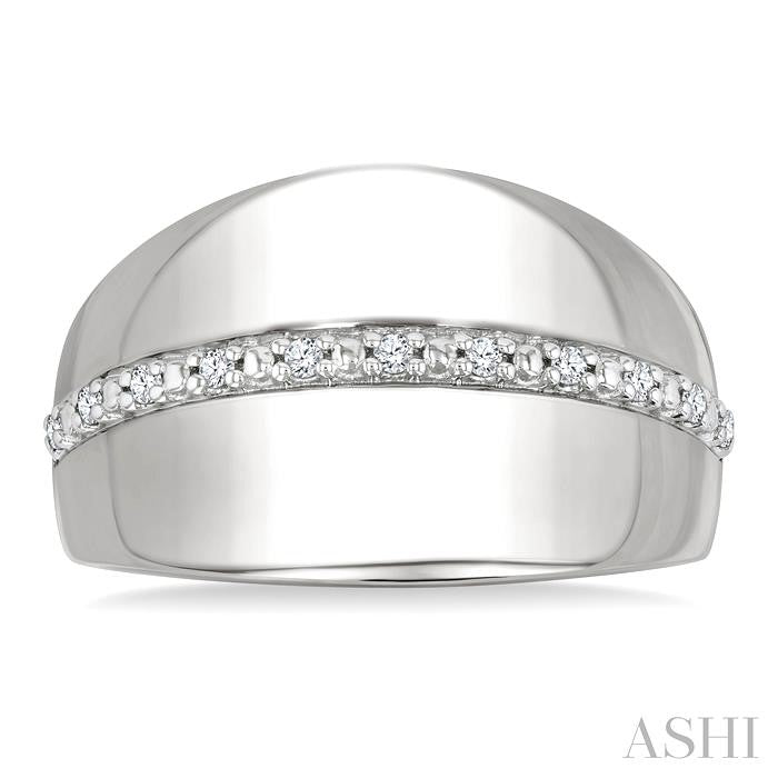 1/10 Ctw Bold Wide Center Round Cut Diamond Fashion Ring in Sterling Silver