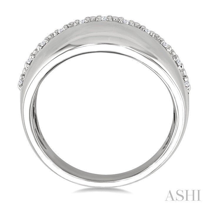 1/10 Ctw Bold Wide Center Round Cut Diamond Fashion Ring in Sterling Silver