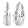 1/10 Ctw Bold Wide Round Cut Diamond Hoop Earrings in Sterling Silver