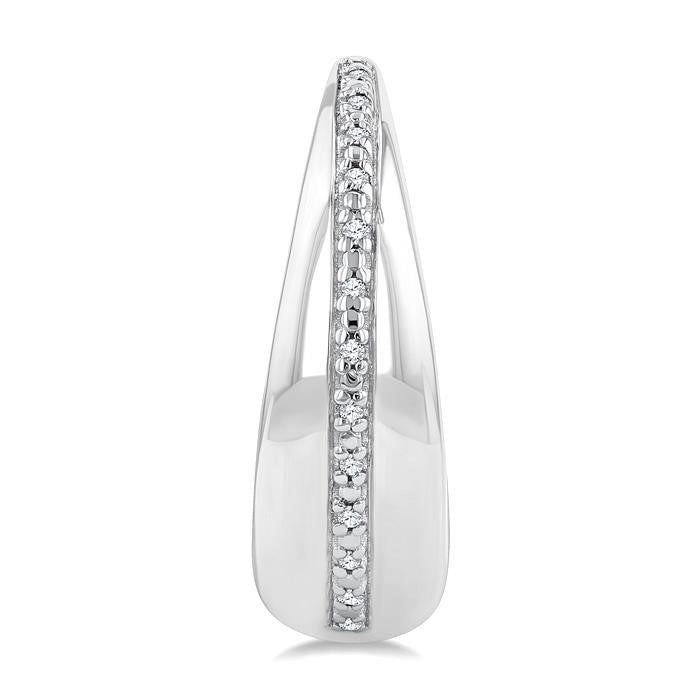 1/10 Ctw Bold Wide Round Cut Diamond Hoop Earrings in Sterling Silver