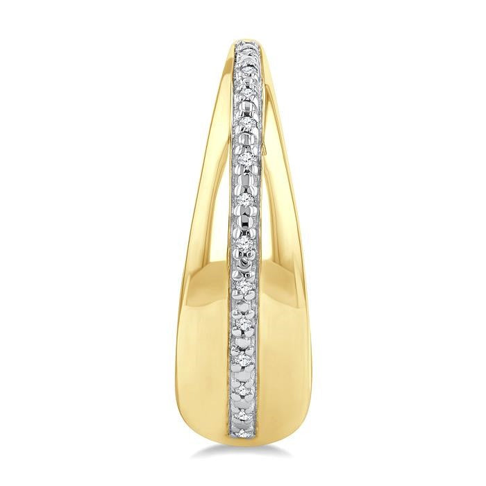 1/10 Ctw Bold Round Cut Diamond Panel Fashion Hoop Earrings in Yellow Gold Vermeil