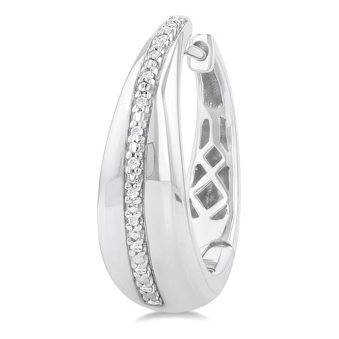 Silver Bold Diamond Hoop Earrings