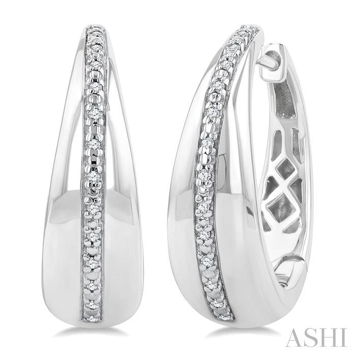 1/10 Ctw Bold Wide Round Cut Diamond Hoop Earrings in Sterling Silver