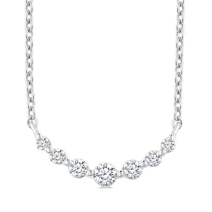 1/8 Ctw Petite Smile Graduated Round Cut Diamond Necklace in Sterling Silver