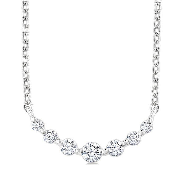 1/8 Ctw Petite Smile Graduated Round Cut Diamond Necklace in Sterling Silver