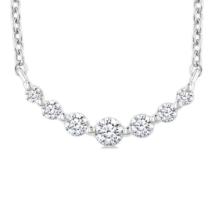 1/8 Ctw Petite Smile Graduated Round Cut Diamond Necklace in Sterling Silver