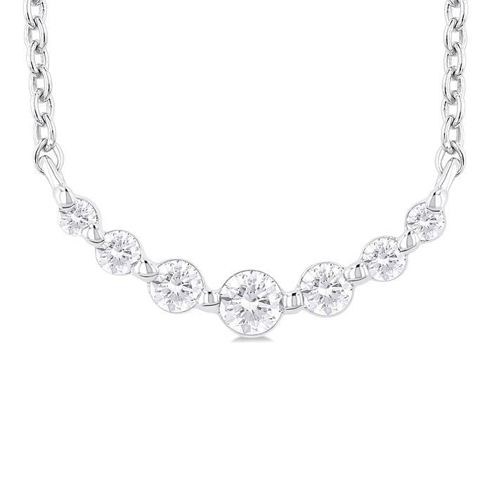 Silver Graduated Petite Diamond Fashion Smile Necklace