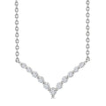 1/8 Ctw Petite Chevron Round Cut Diamond Pendant With Chain in Sterling Silver