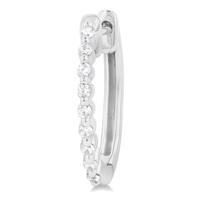 Silver Petite Diamond Fashion Hoop Earrings