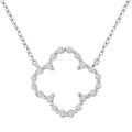 1/8 Ctw Petite Open Window Clover Round Cut Diamond Pendant With Chain in Sterling Silver