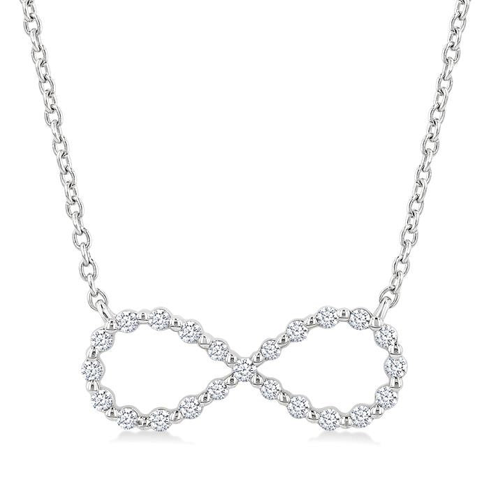 1/8 Ctw Petite Infinity Round Cut Diamond Fashion Pendant With Chain in Sterling Silver