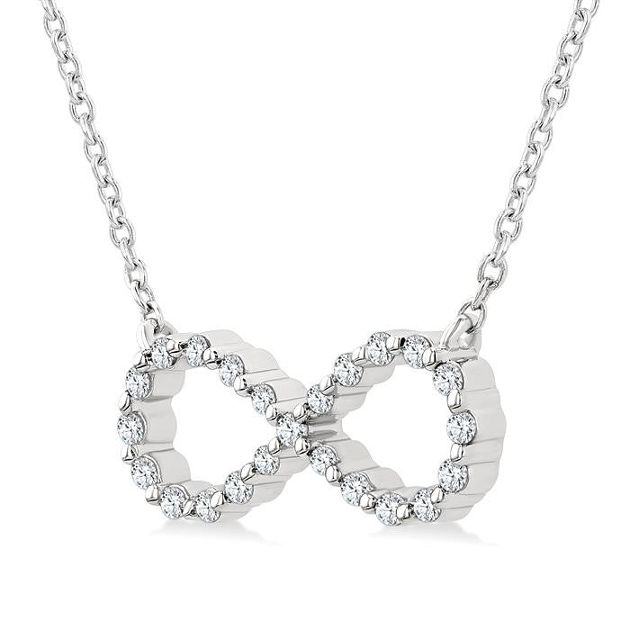 1/8 Ctw Petite Infinity Round Cut Diamond Fashion Pendant With Chain in Sterling Silver