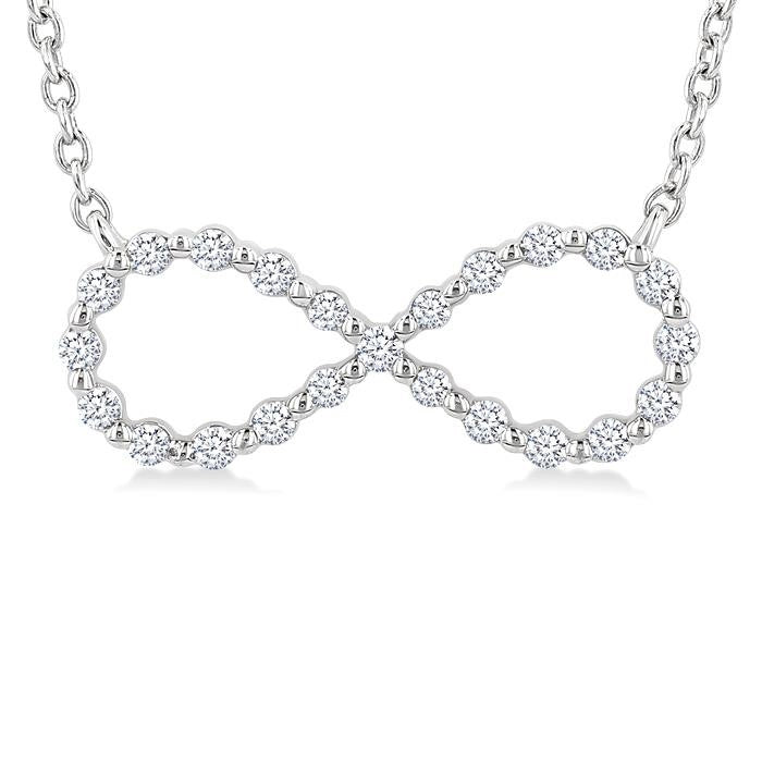 1/8 Ctw Petite Infinity Round Cut Diamond Fashion Pendant With Chain in Sterling Silver