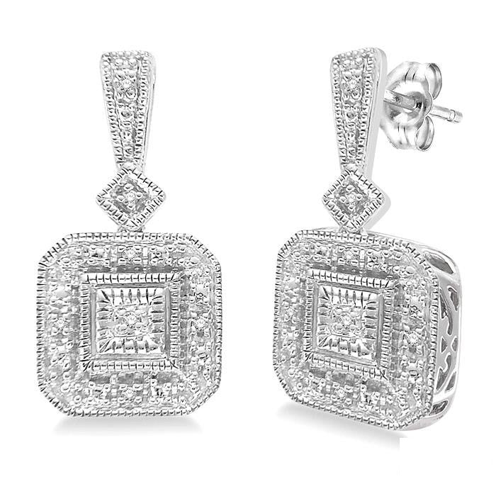 Silver Diamond Earrings