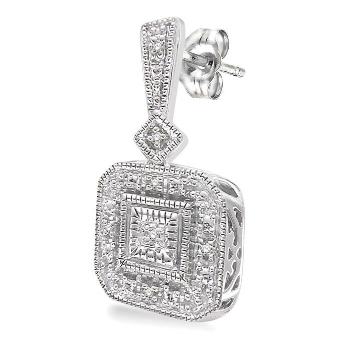 Silver Diamond Earrings