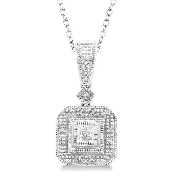 1/20 Ctw Round Cut Diamond Vintage Pendant in Sterling Silver With Chain