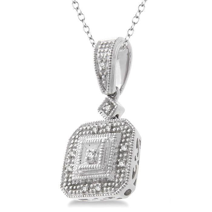 Silhouette Xanthe Silver Cushion Shape Diamond Pendant
