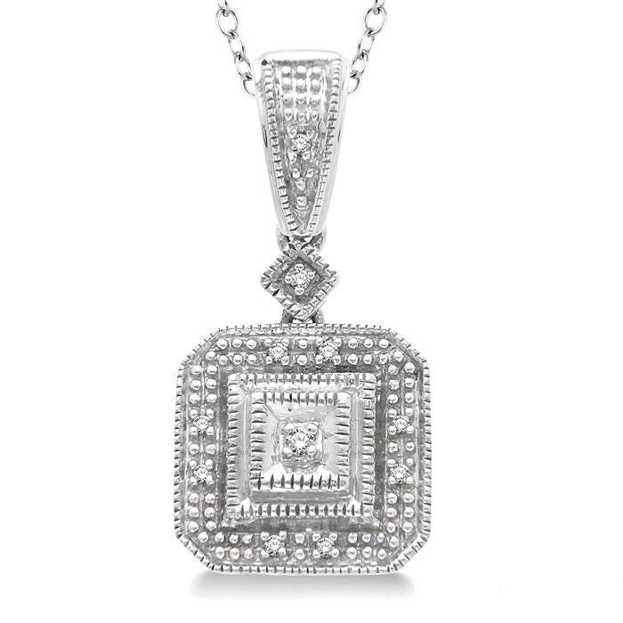 Silhouette Xanthe Silver Cushion Shape Diamond Pendant