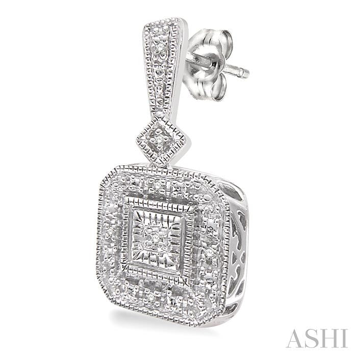 1/20 Ctw Round Cut Diamond Vintage Earrings in Sterling Silver