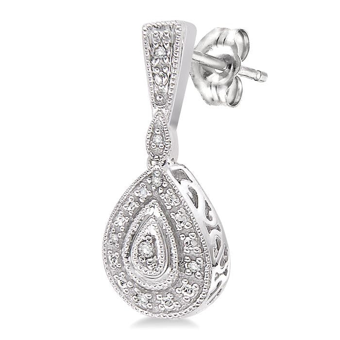 1/20 Ctw Pear Shape Round Cut Diamond Earrings in Sterling Silver