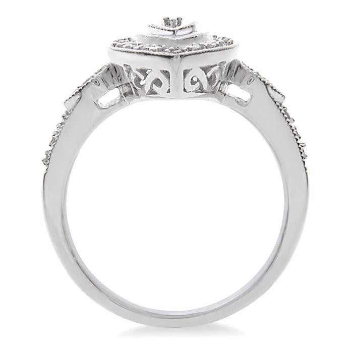 1/20 Ctw Pear Shape Round Cut Diamond Ring in Sterling Silver