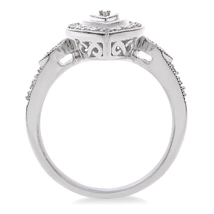 Silver Pear Shape Diamond Ring